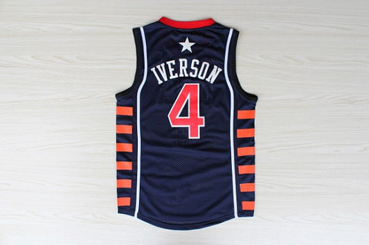 2004 Athens Olympics American Dream Six USA No. 4 Iverson Premium Mesh Jersey