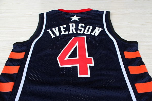 2004 Athens Olympics American Dream Six USA No. 4 Iverson Premium Mesh Jersey