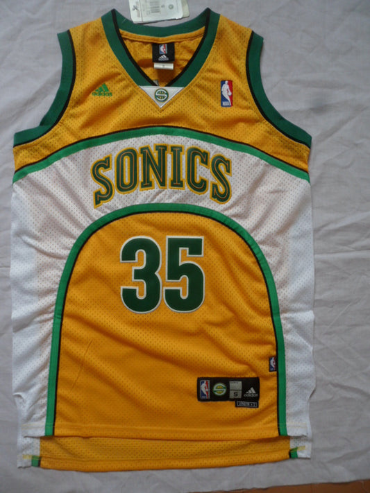 SuperSonics No. 35 Durant Yellow Retro Fan Edition New Fabric Jersey