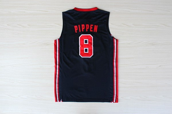 1:1 Doppellagige solide Stickspielerversion Mengyi Replik #8 Pippen blauer Anzug