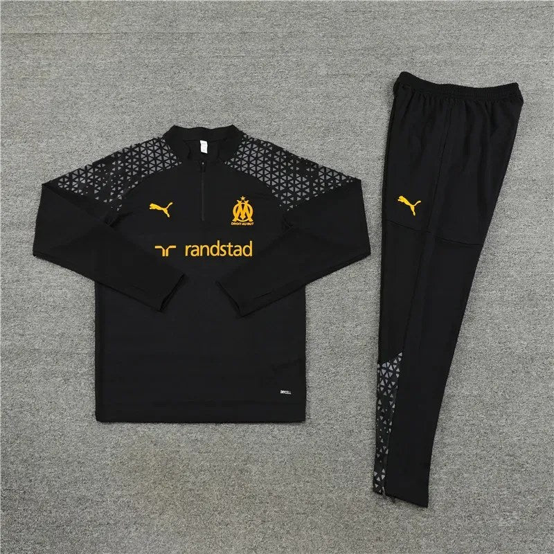 2023/2024 Olympique de Marseille Half-Pull Training Suit Black Football Jersey