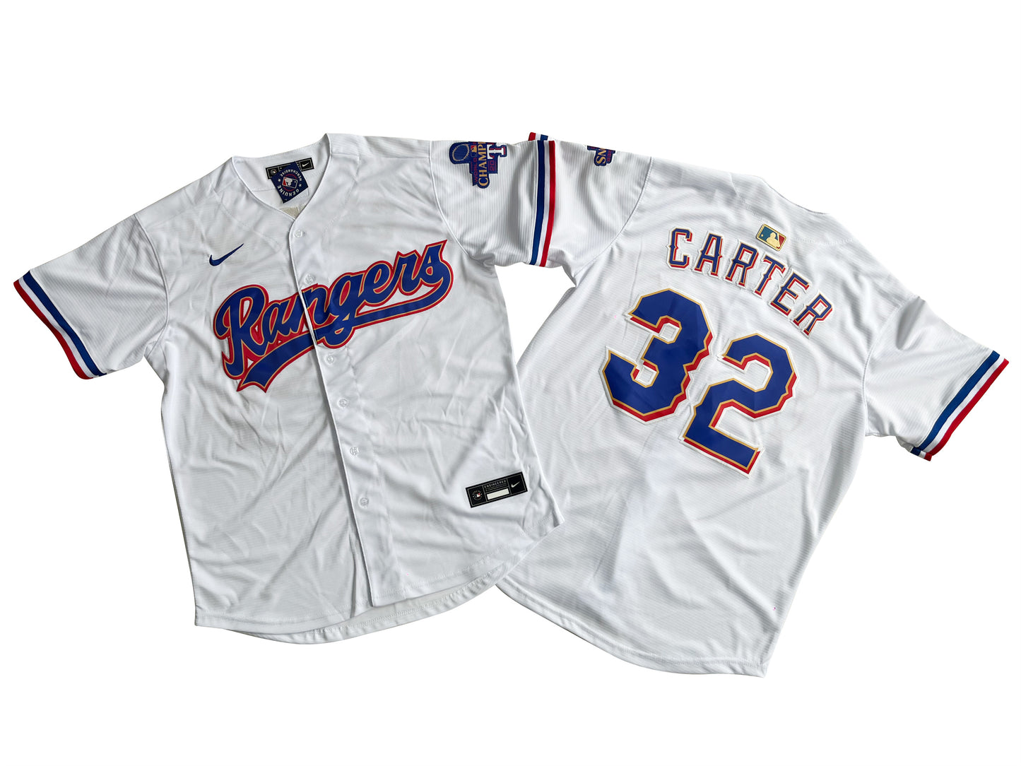 Men's Texas Rangers 32# Evan Carter White 2024 Gold Collection Limited Player Jersey