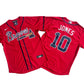 Men's Atlanta Braves 10# Chipper Jones  Red Home Replica Player Name Jersey