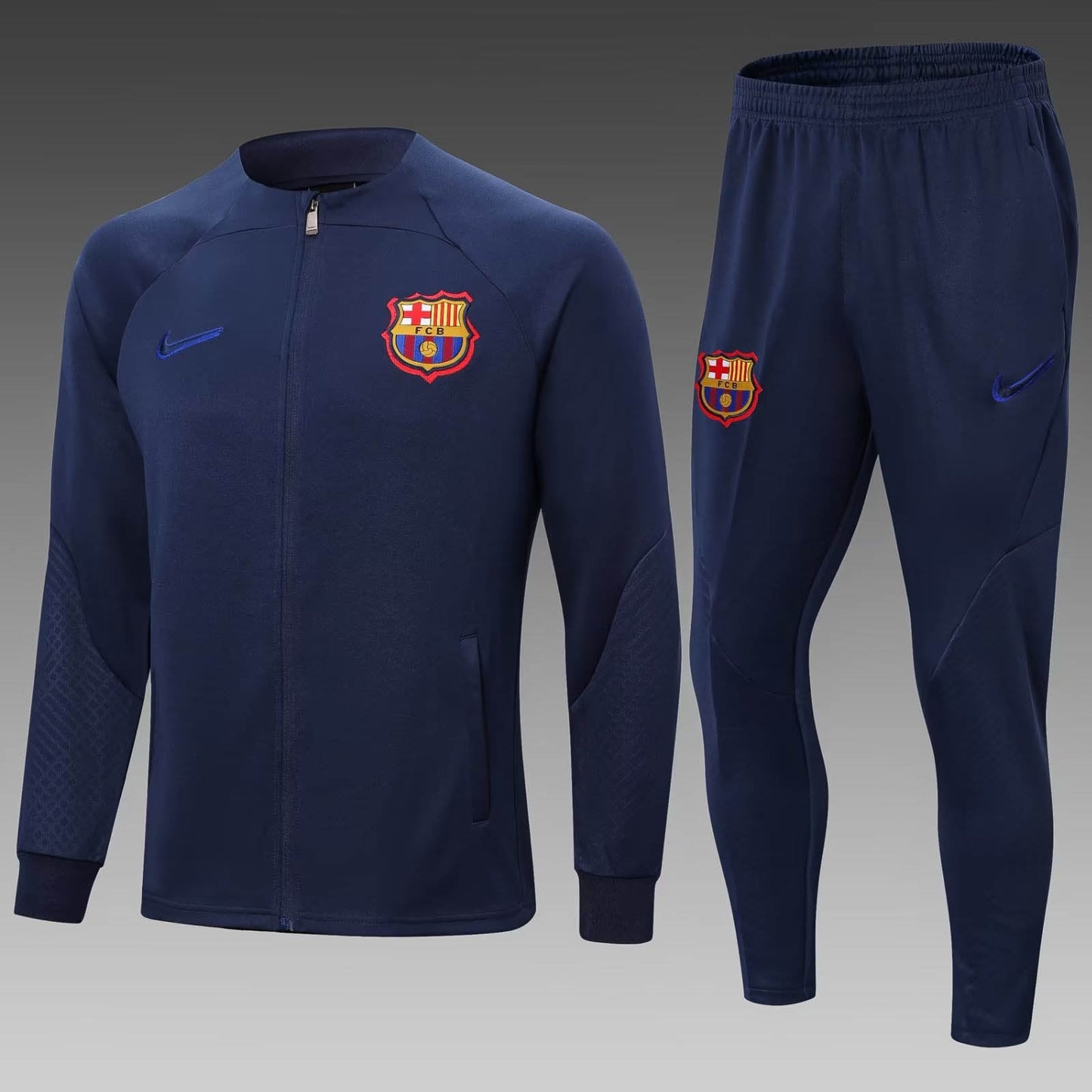 2022/2023 Barcelona Long Zip Jacke Dark Blue Jersey