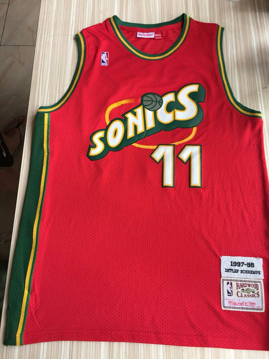 SuperSonics No. 11 Detlef Schrempf Retro Red Jersey