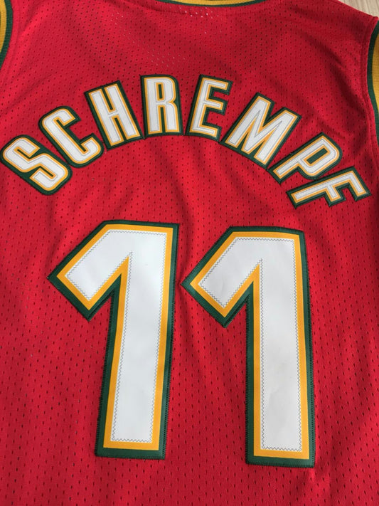 SuperSonics No. 11 Detlef Schrempf Retro Red Jersey