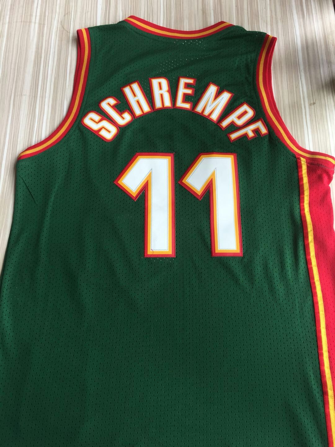 SuperSonics No. 11 Detlef Schrempf Retro Green Jersey