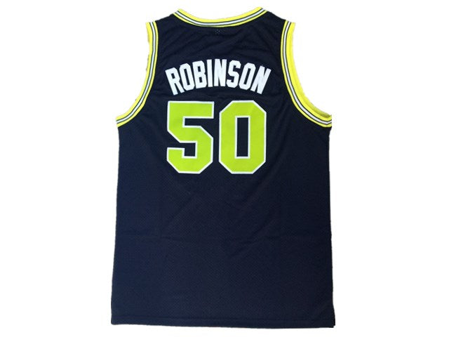 Spurs No. 50 "Admiral" David Robinson High School Retro Premium Mesh Dark Blue Jersey