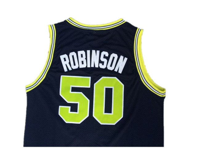 Spurs No. 50 "Admiral" David Robinson High School Retro Premium Mesh Dark Blue Jersey