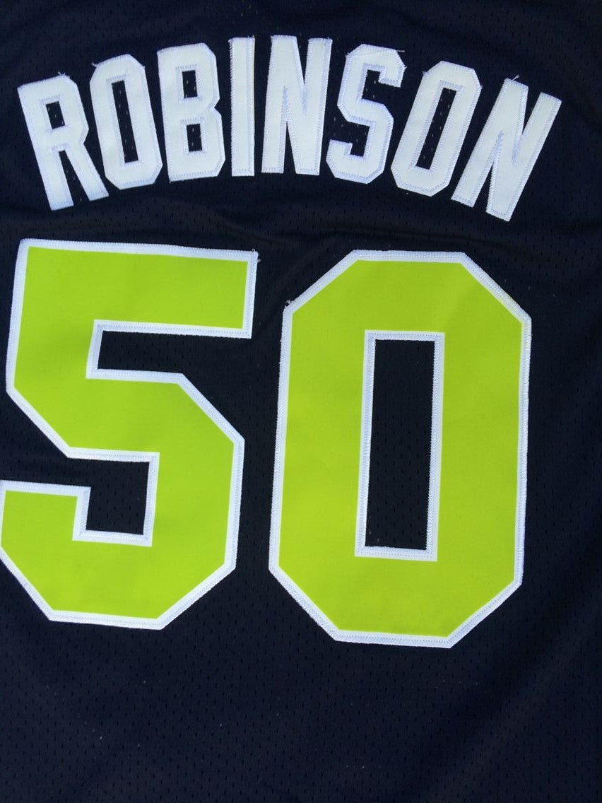 Spurs No. 50 "Admiral" David Robinson High School Retro Premium Mesh Dark Blue Jersey