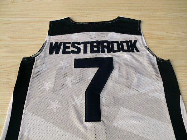 2012 American Dream Team No. 7 Westbrook White Embroidered Jersey