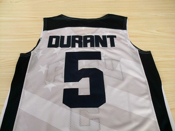 2012 American Dream Team No. 5 Durant White Embroidered Jersey