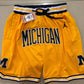 University of Michigan JUST DON yellow retro dense embroidery pocket pants