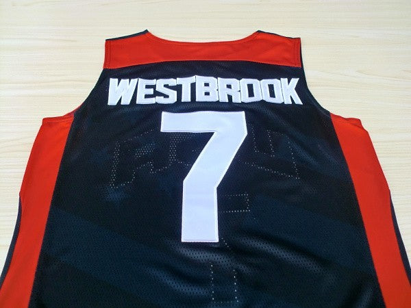 2012 American Dream Team Nr. 7 Westbrook Westbrook Blue besticktes Trikot