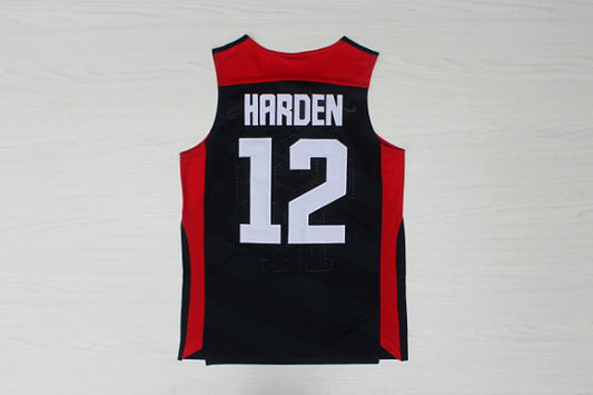 2012 American Dream Team Nr. 12 Harden Blue besticktes Trikot