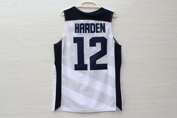 2012 American Dream Team No. 12 Harden White Embroidered Jersey