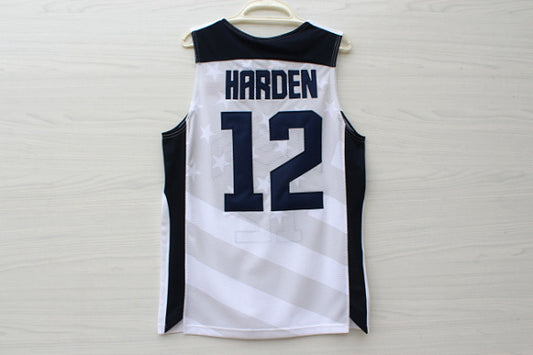 2012 American Dream Team Nr. 12 Harden Weiß besticktes Trikot