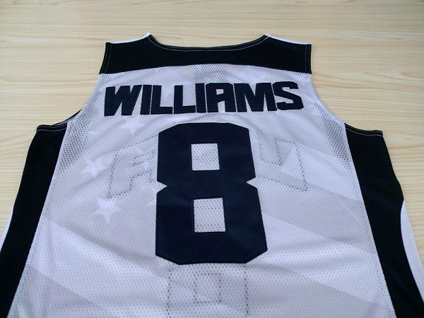 2012 American Dream Team Nr. 8 Deron Williams Weiß besticktes Trikot