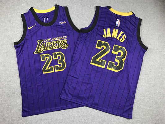 KID Lakers #23 Black Stripes Purple