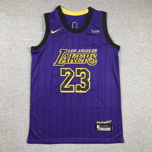 KID Lakers #23 Black Stripes Purple