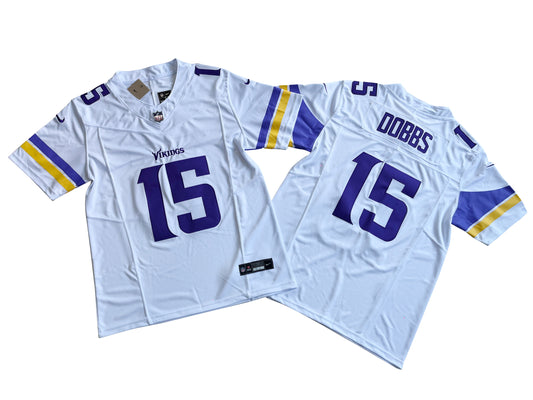 Minnesota Vikings 15# Joshua Dobbs White Vapor F.U.S.E. Limited Jersey