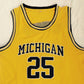 NCAA University of Michigan No. 25 Juwan Howard's ultimate mesh yellow jersey