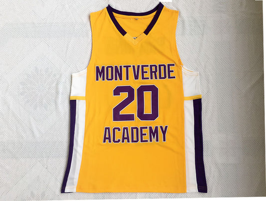 Simmons High School No. 20 yellow densely embroidered jersey