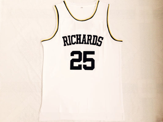 Wade High School No. 25 White Embroidered Jersey