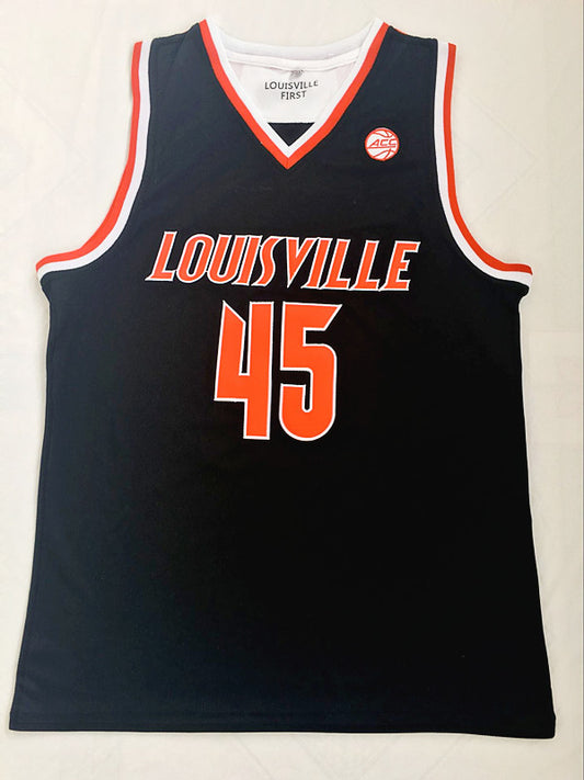 NCAA University of Louisville No. 45 Donovan Mitchell black embroidered jersey