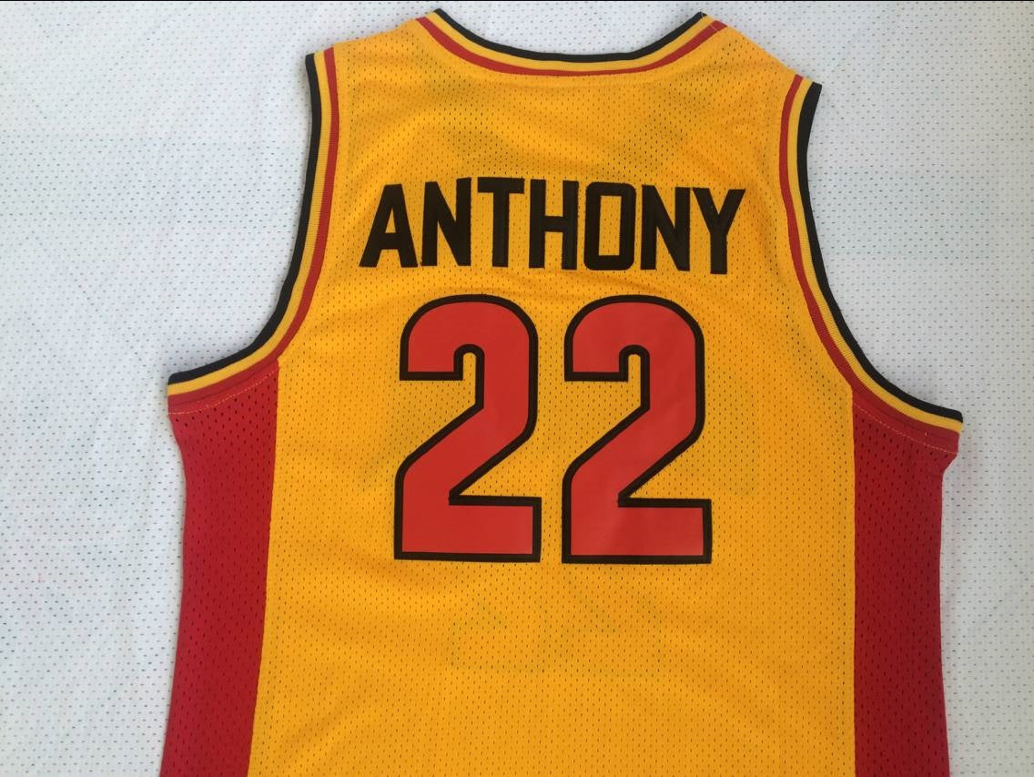 NCAA Oak Hill High School No. 22 Anthony Yellow Premium Mesh Jersey