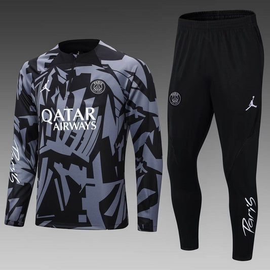 2022/2023 Psg Paris Saint-Germain Half-Pull Training Suit Black Gray Camouflage