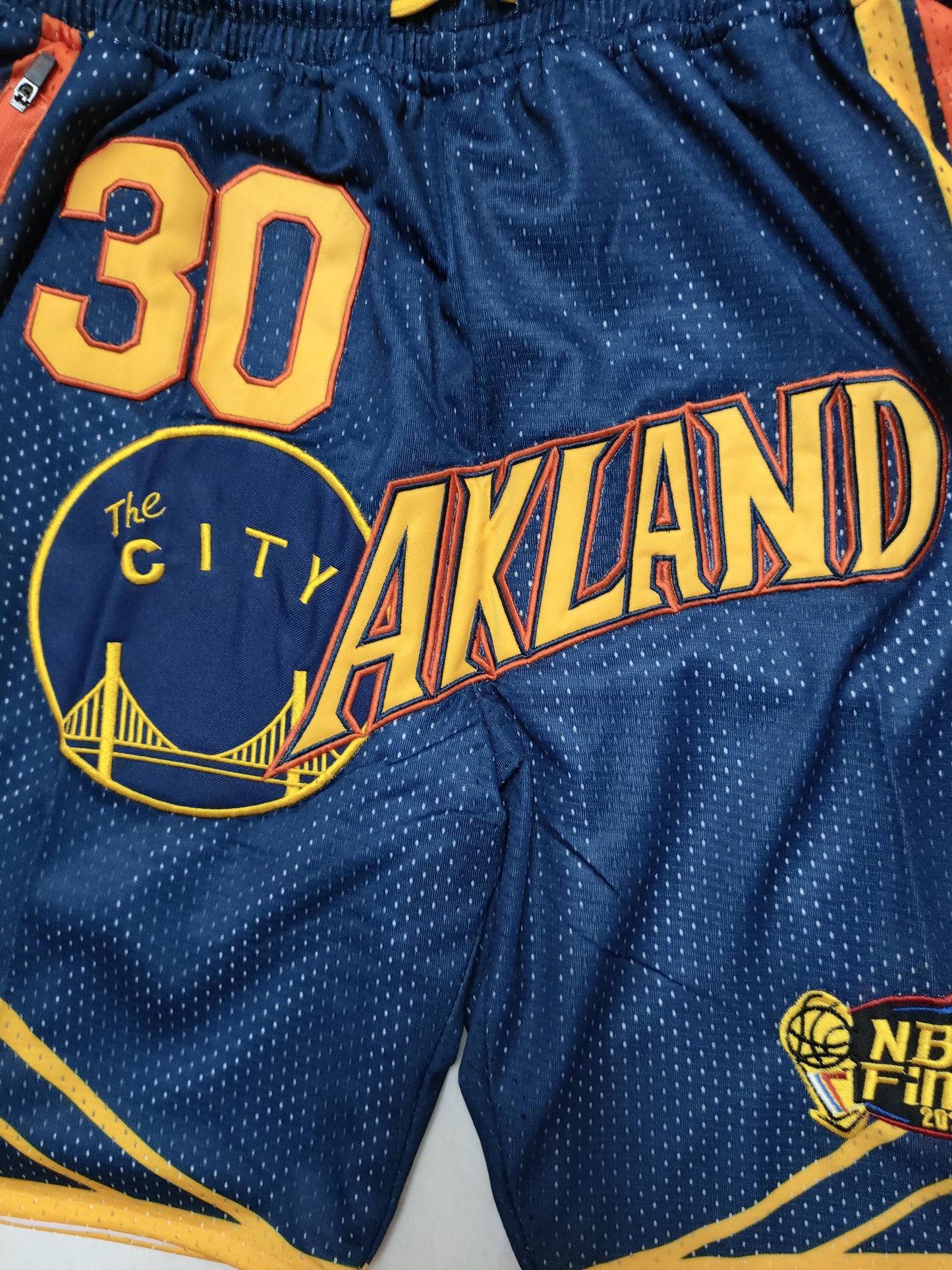 Golden State Warriors Dark Blue Curry Championship Edition Fully Densified Embroidered Pocket Shorts