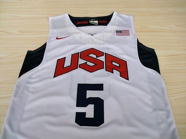 2012 American Dream Team No. 5 Durant White Embroidered Jersey