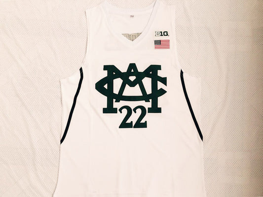 NCAA University of Michigan No. 22 Miles Bridges white embroidered jersey