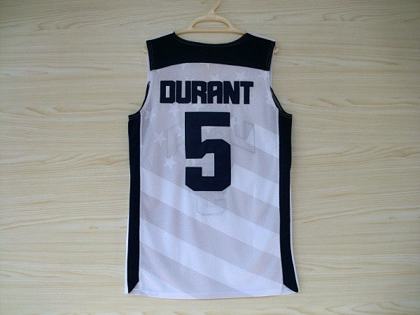 2012 American Dream Team No. 5 Durant White Embroidered Jersey