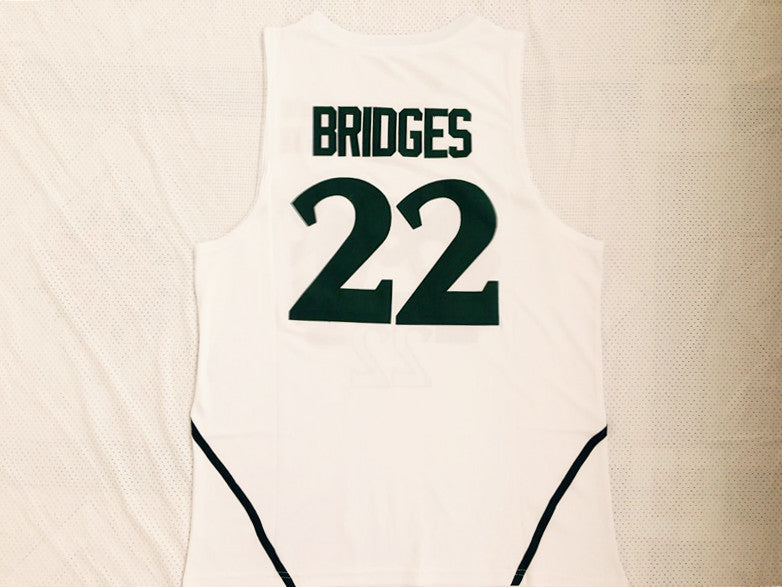 NCAA University of Michigan No. 22 Miles Bridges white embroidered jersey