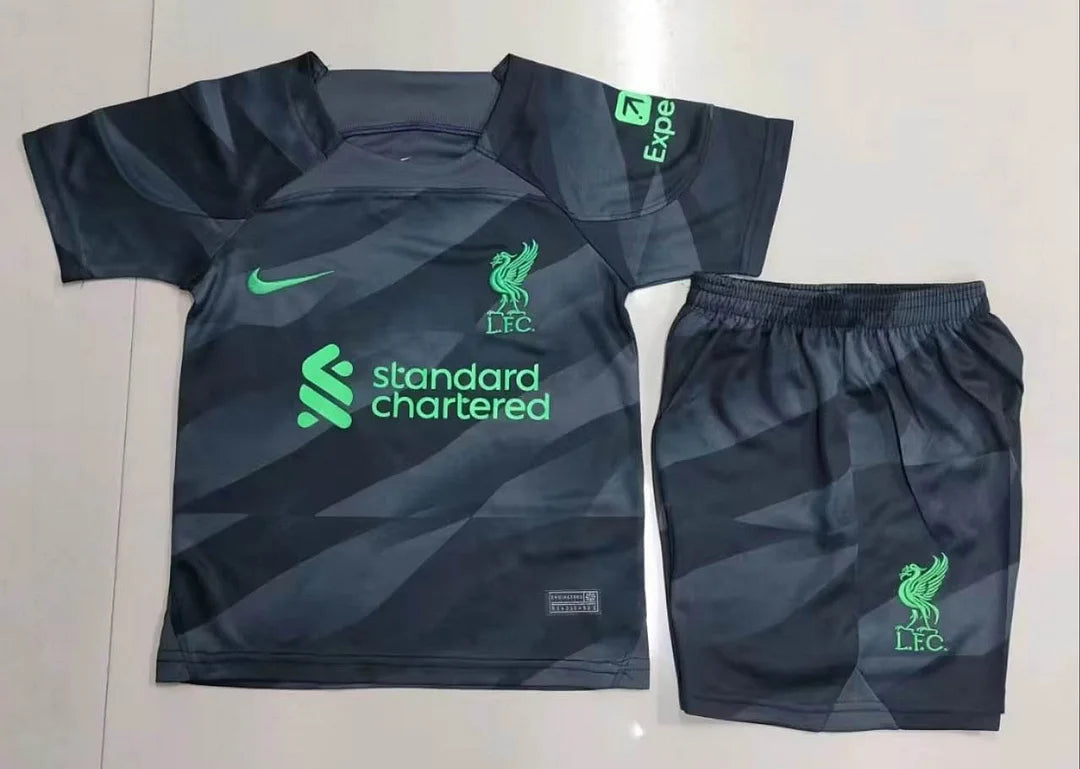 2023/2024 Kids Size Liverpool Goalkeeper Black Soccer Jersey 1:1 Thai Quality