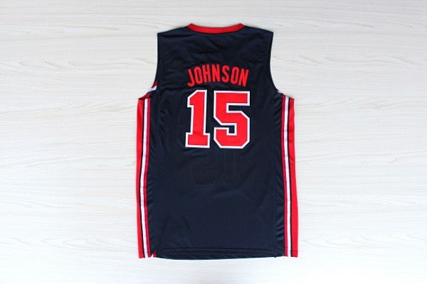 1：1Double layer solid embroidery player version Mengyi replica #15 Johnson blue jersey suit