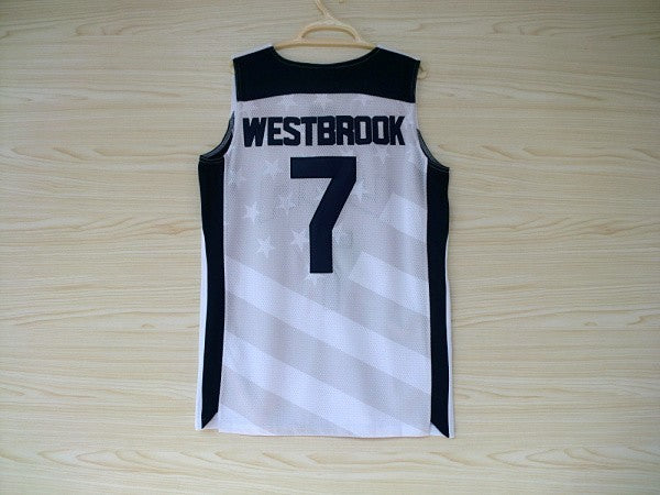 2012 American Dream Team No. 7 Westbrook White Embroidered Jersey