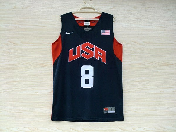 2012 American Dream Team Nr. 8 Blau besticktes Trikot Deron Williams