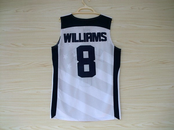 2012 American Dream Team Nr. 8 Deron Williams Weiß besticktes Trikot