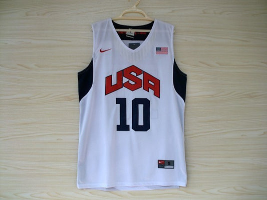 2012 American Dream Team Nr. 10 Kobe Bryant Weiß besticktes Trikot