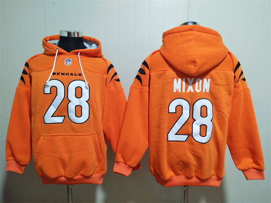 Cincinnati Bengals Orange Hoodie #28 MIXON (With Pockets)