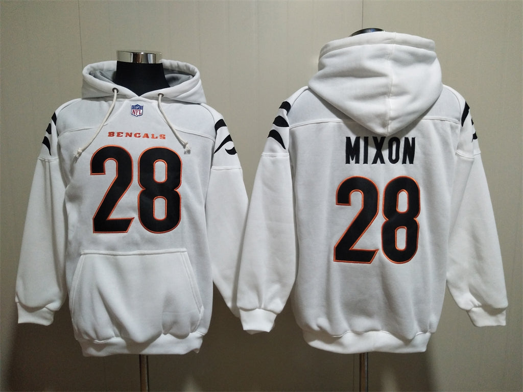 Cincinnati Bengals weißer Hoodie #28 MIXON (mit Taschen)