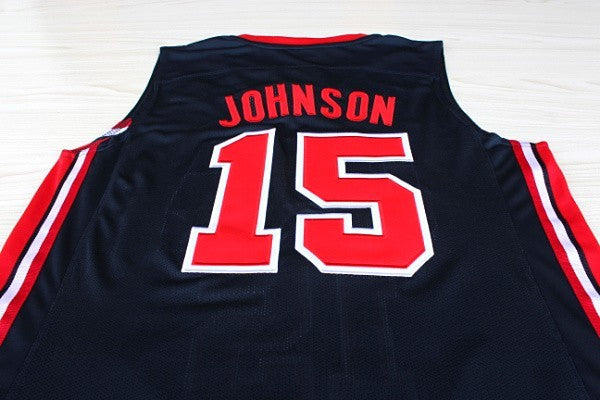 1：1Double layer solid embroidery player version Mengyi replica #15 Johnson blue jersey suit