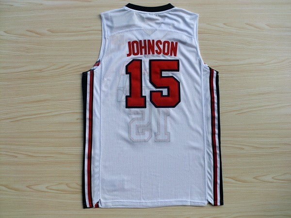 1:1Double-layer solid embroidery player version Mengyi replica #15 Johnson white suit jersey