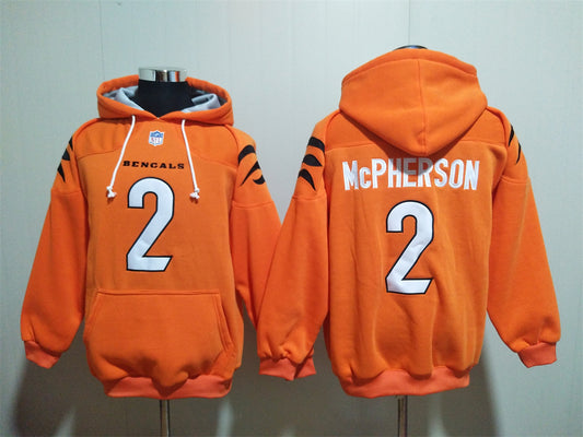 Cincinnati Bengals Orange Hoodie #2 MCPHERSON (With Pockets)