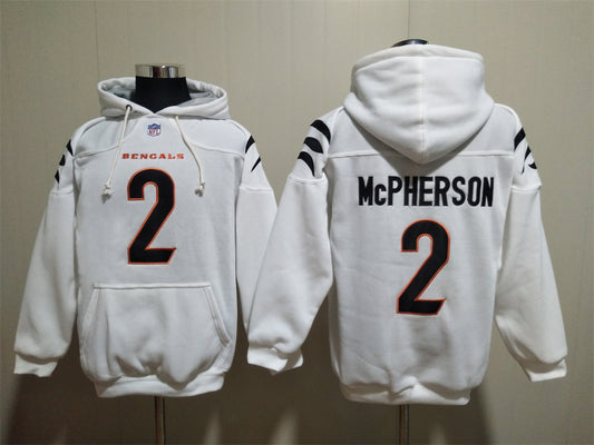 Cincinnati Bengals white Hoodie #2 MCPHERSON (with pockets)