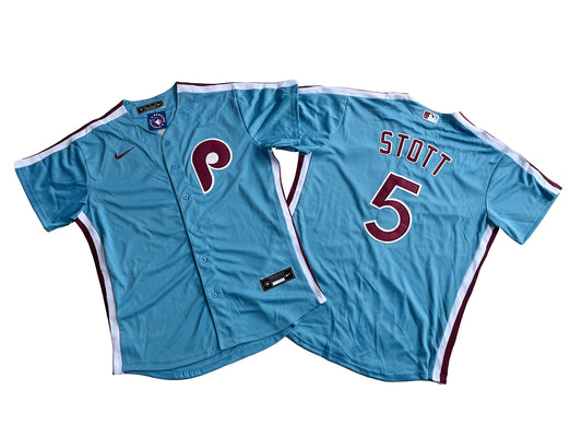 Men's Philadelphia Phillies 5# Bryson Stott Light Blue Player Jersey