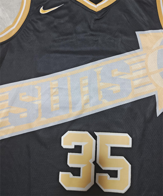 24 Suns #35 Durant black and gold jersey